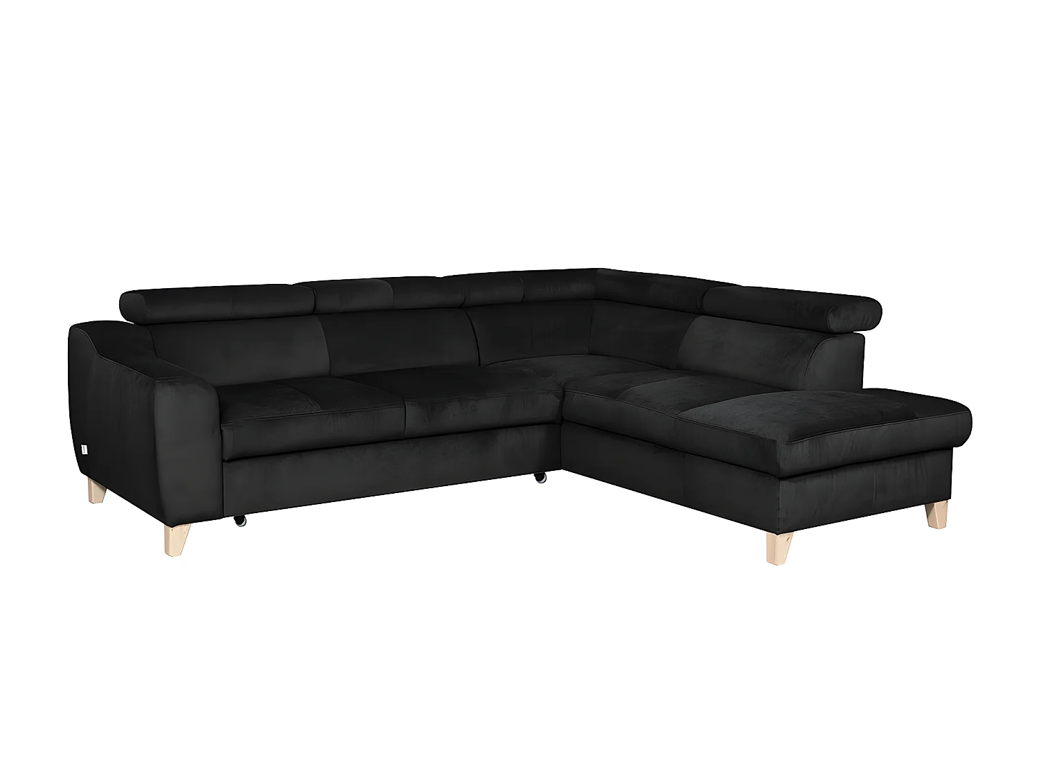 Canapé d'angle convertible en tissu luxe 5 places, ASTERIA noir, angle droit