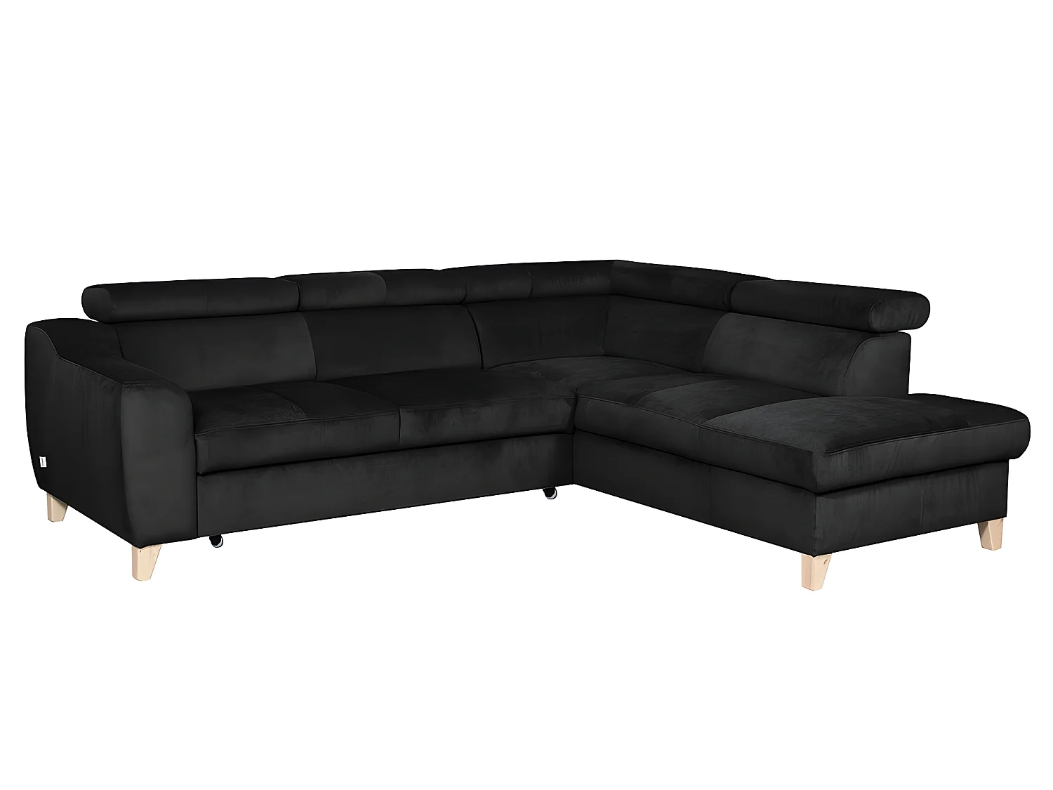 Canapé d'angle convertible en tissu luxe 5 places, ASTERIA noir, angle droit