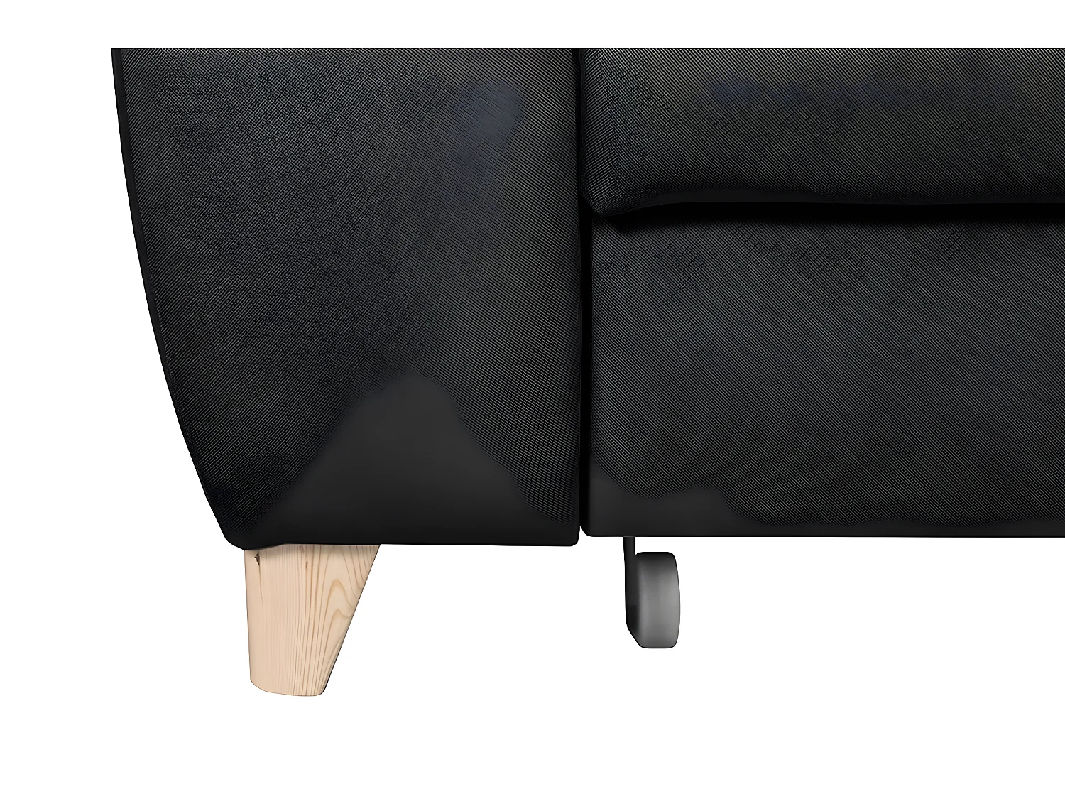 Canapé d'angle convertible en tissu luxe 5 places, ASTERIA noir, angle droit