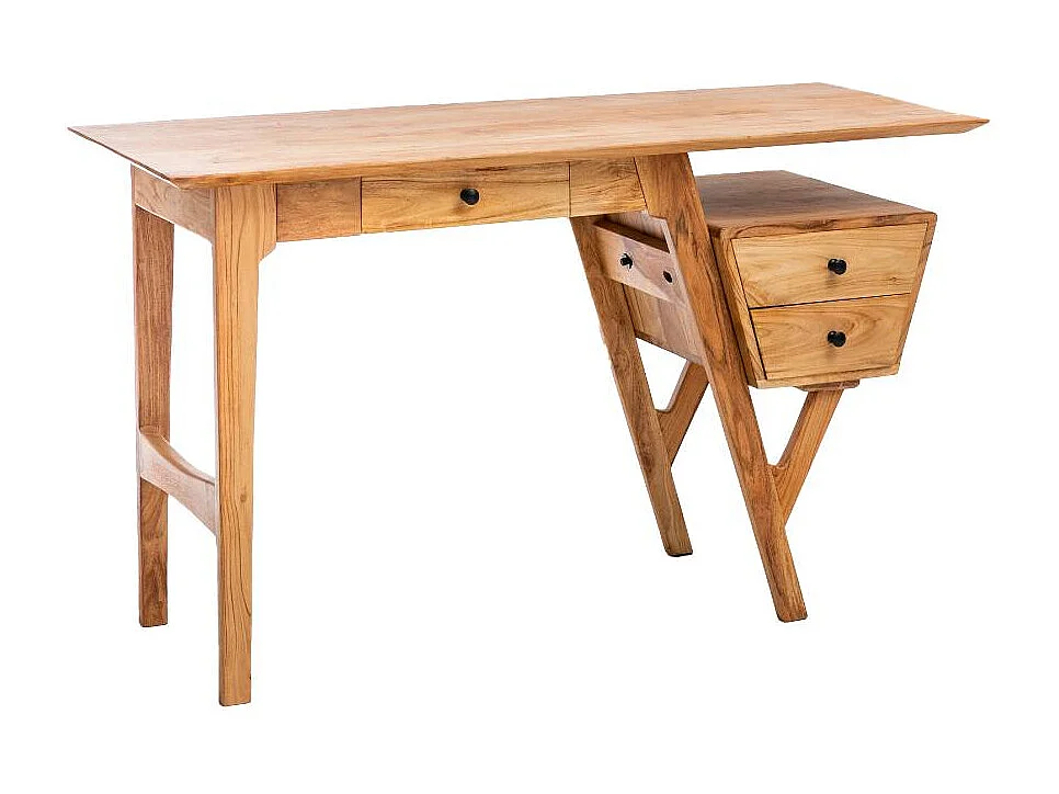 Escritorio de madera de acacia Eliott con 3 cajones de almacenamiento