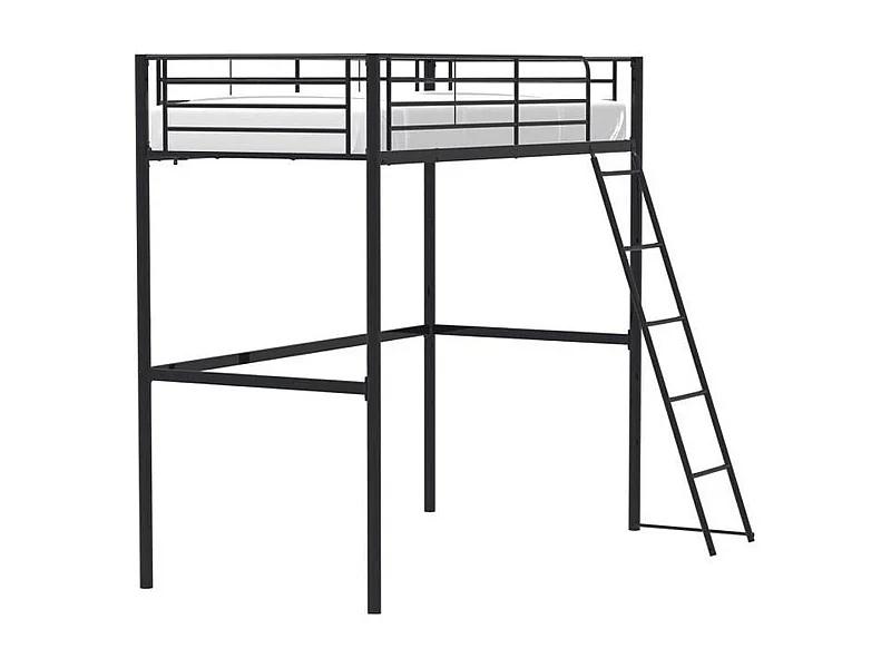 Lit mezzanine enfant ELIOT en métal noir 90 x 190 cm avec sommier inclus
