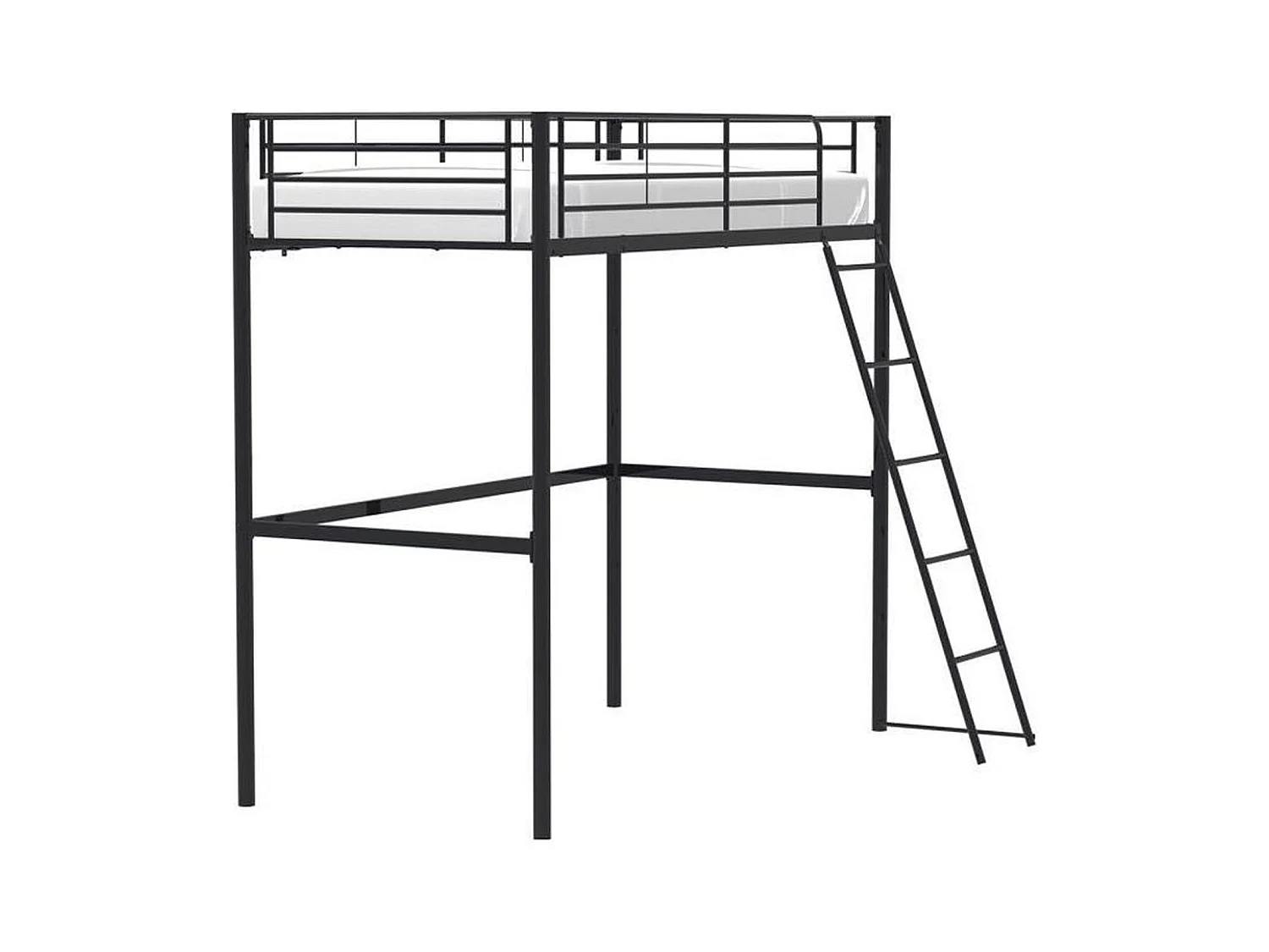 Lit mezzanine enfant ELIOT en métal noir 90 x 190 cm avec sommier inclus