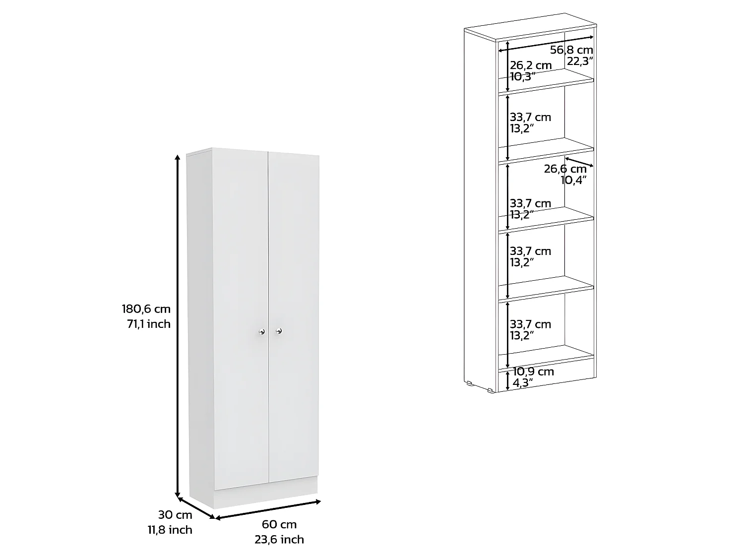 Grande armoire de cuisine 2 portes Florence - Snow White