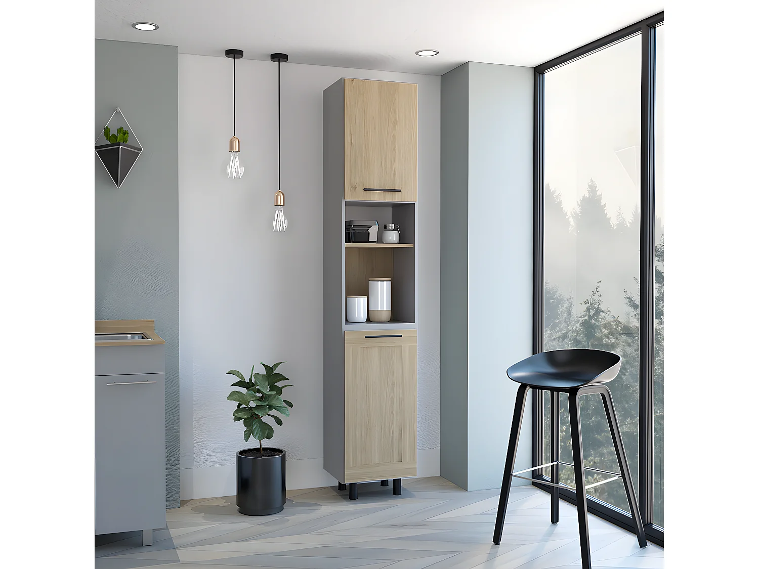 Grand garde-manger Ferrel - Gris et Rovere