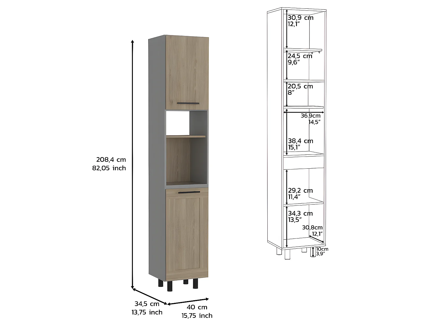 Grand garde-manger Ferrel - Gris et Rovere