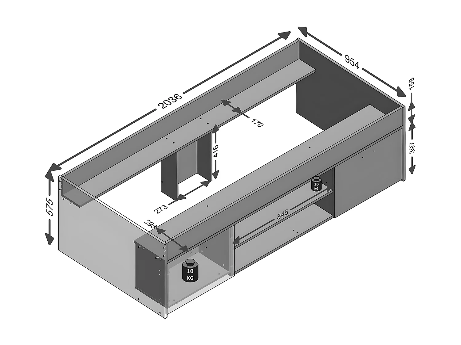 Bett mit Stauraum Carlo 90x200