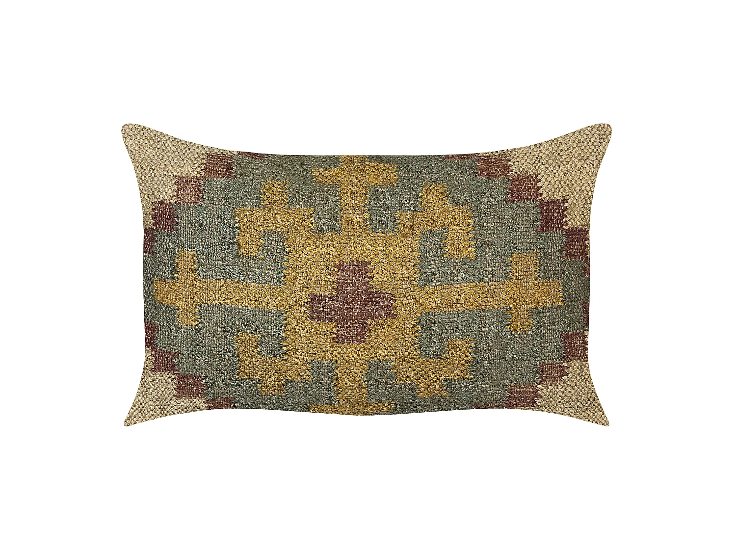 Coussin SARON Jute 30 x 50 cm Vert Motif oriental