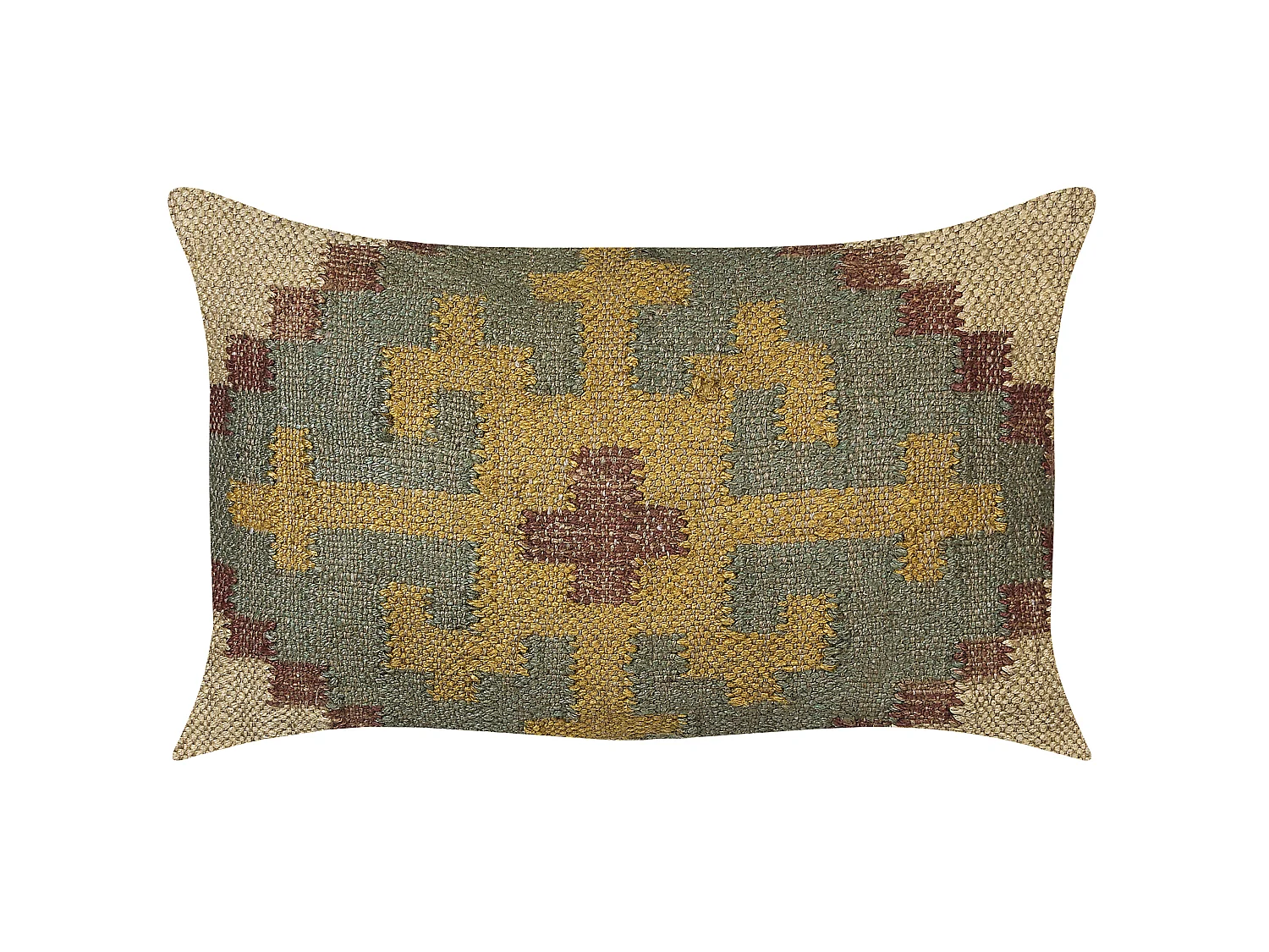 Coussin SARON Jute 30 x 50 cm Vert Motif oriental