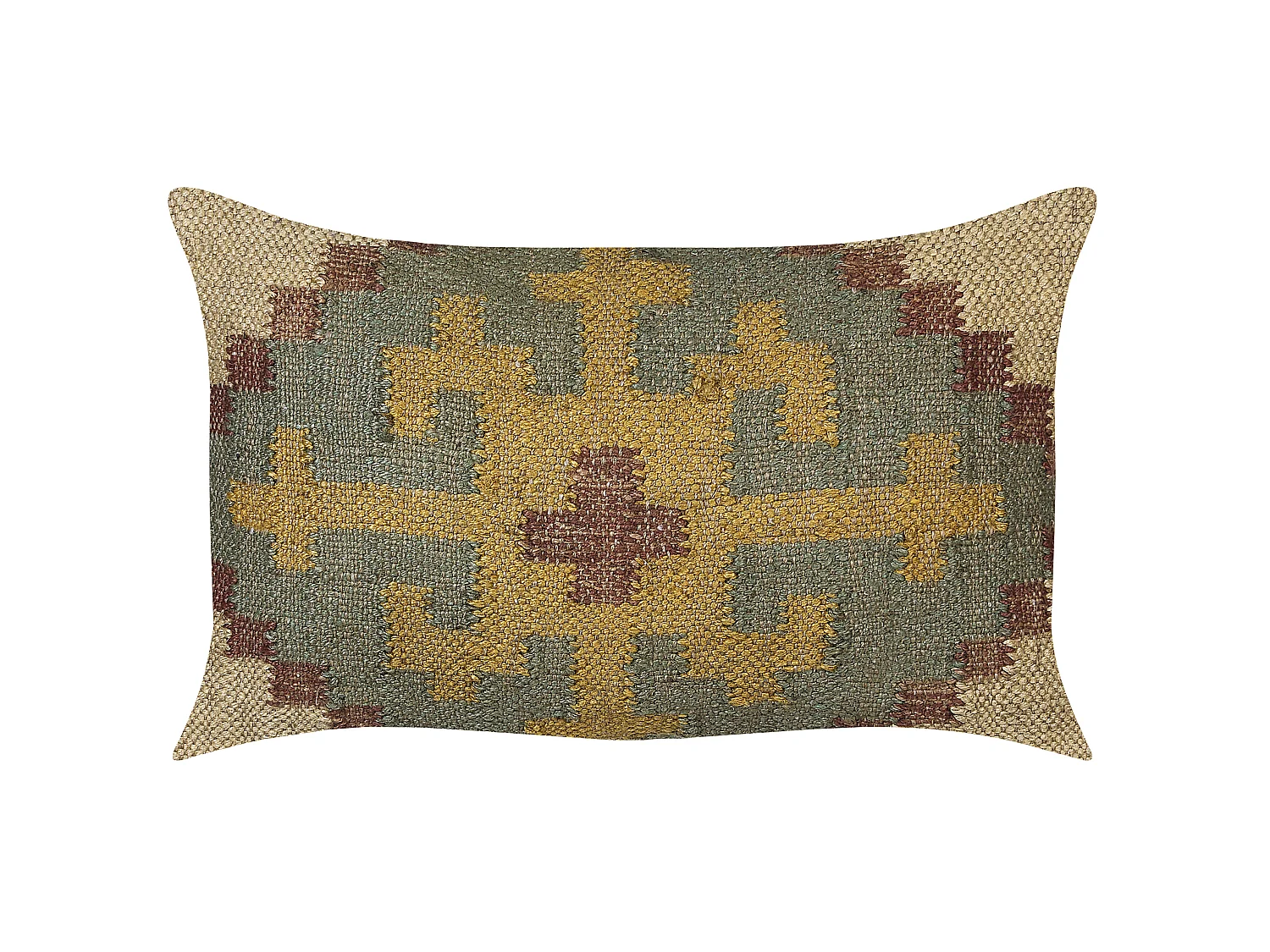 Coussin SARON Jute 30 x 50 cm Vert Motif oriental