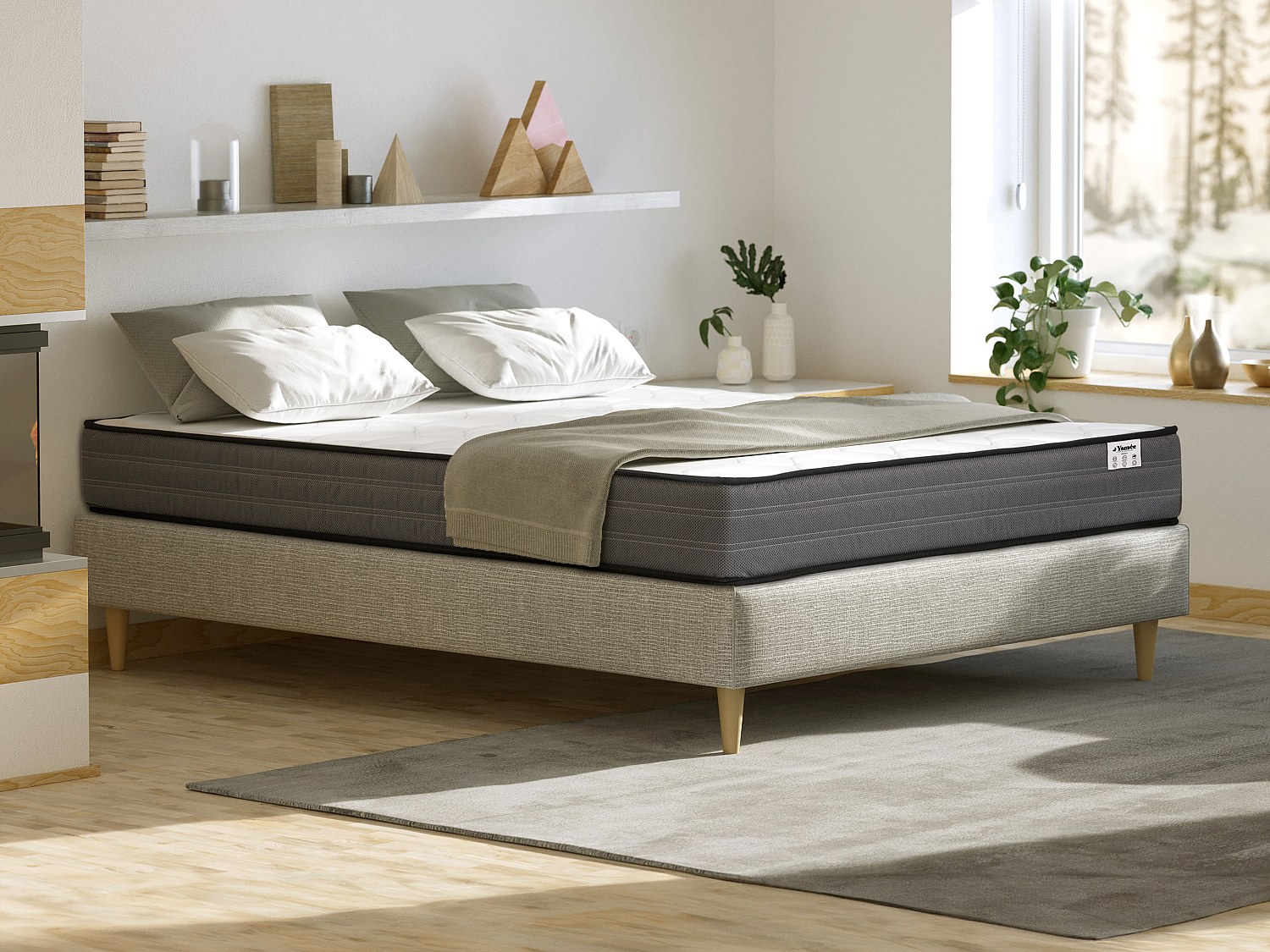 Madrass 140 x 190 cm med pocketfjærer, 20 cm tykk - AMBRACIE av YSMÉE