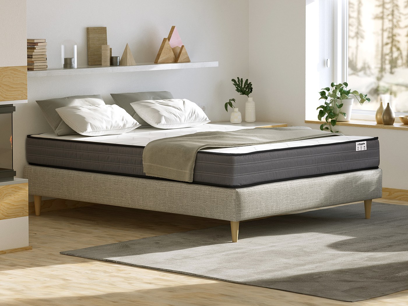 ALEXIASTAM Everlee モヒート S Matelas 160 x 200 cm queen size Ressorts ensachés + Mousse de