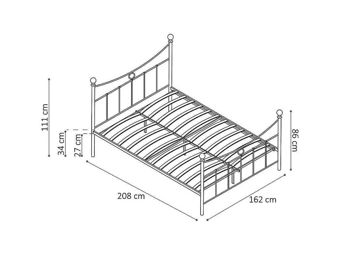 Lit SENCHA – 160x200 cm en métal noir