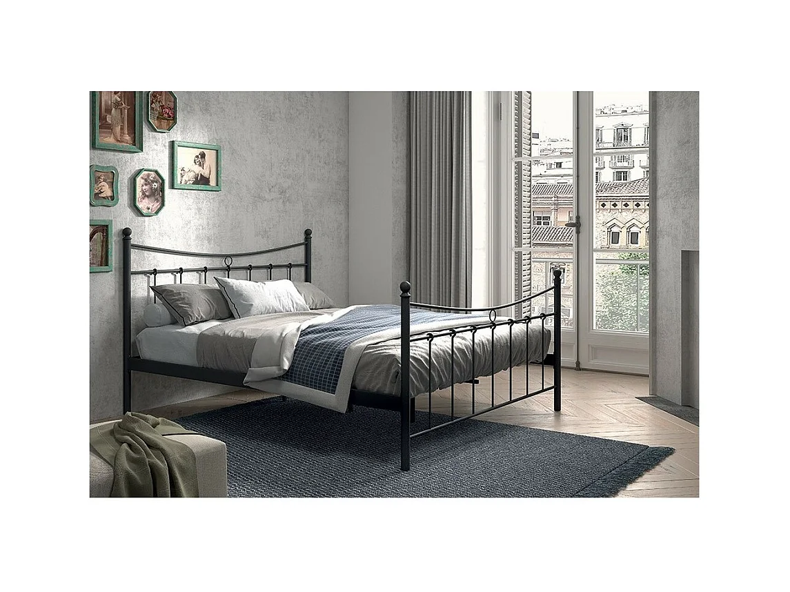 Lit SENCHA – 160x200 cm en métal noir