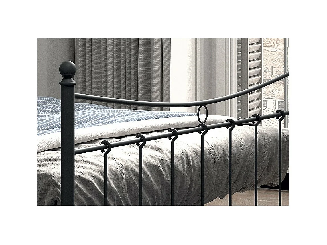 Lit SENCHA – 160x200 cm en métal noir