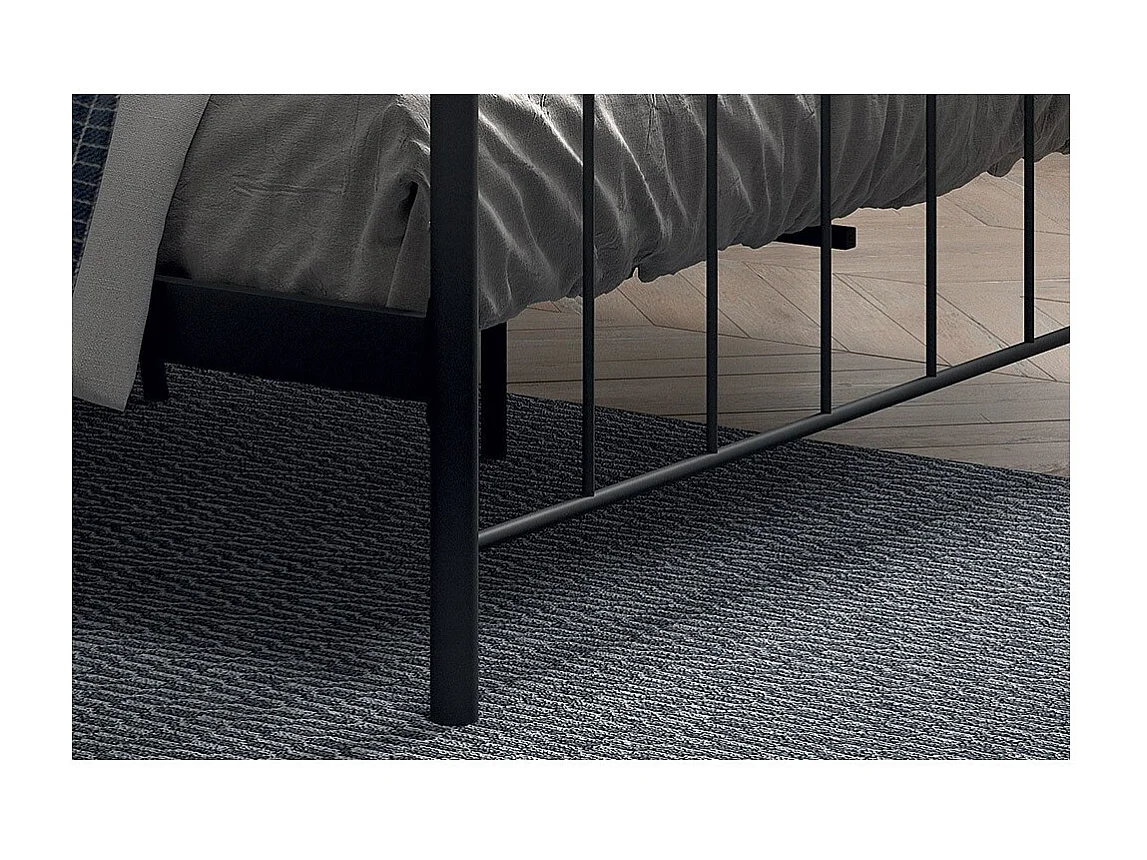 Cama de casal em metal preto 160x200 SENCHA estilo contemporâneo.