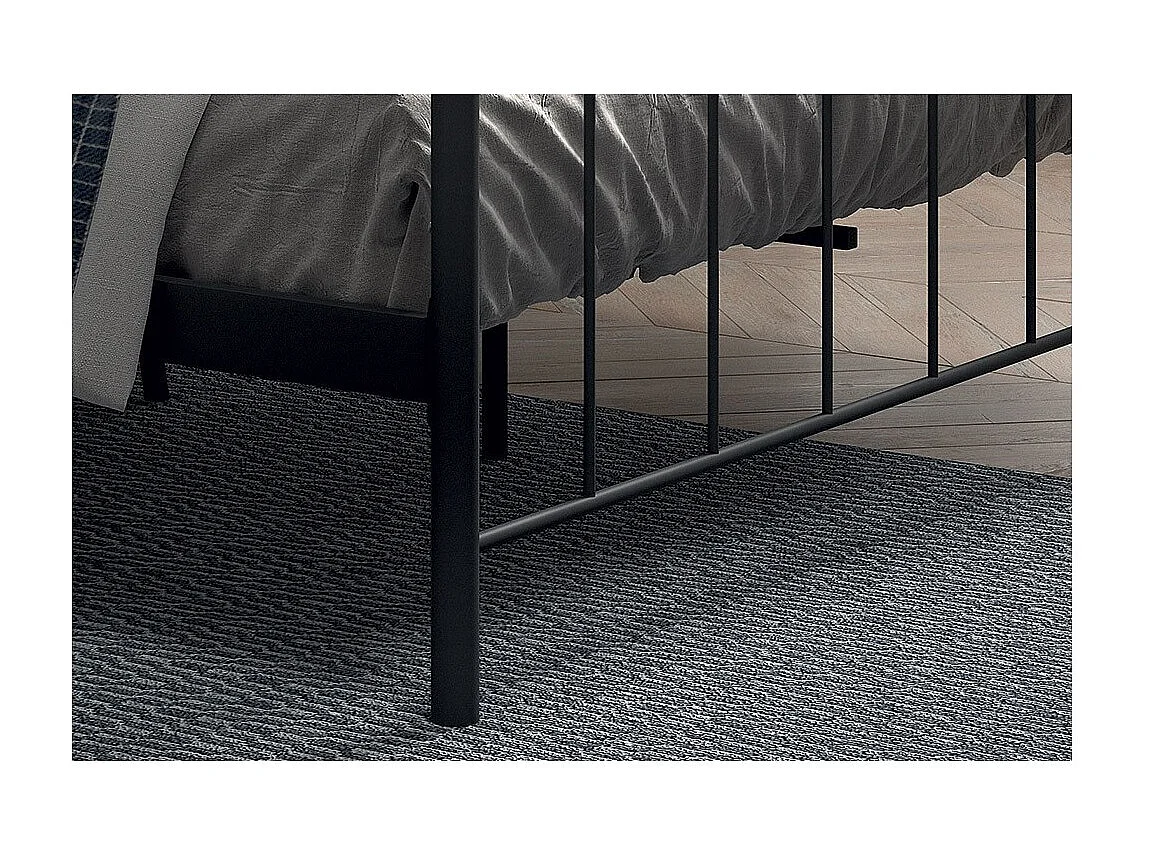 Cama de casal em metal preto 160x200 SENCHA estilo contemporâneo.