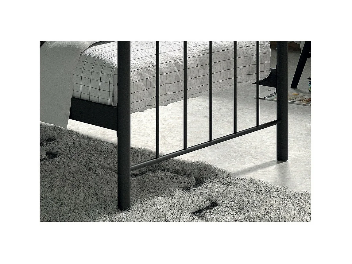 Eenpersoonsbed zwart metaal 90x200 SENCHA hedendaagse stijl.