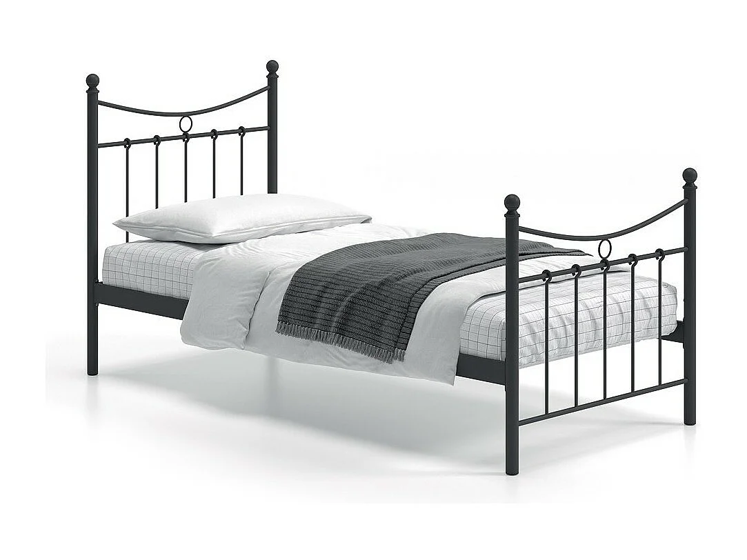 Lit SENCHA – 90x200 cm en métal noir