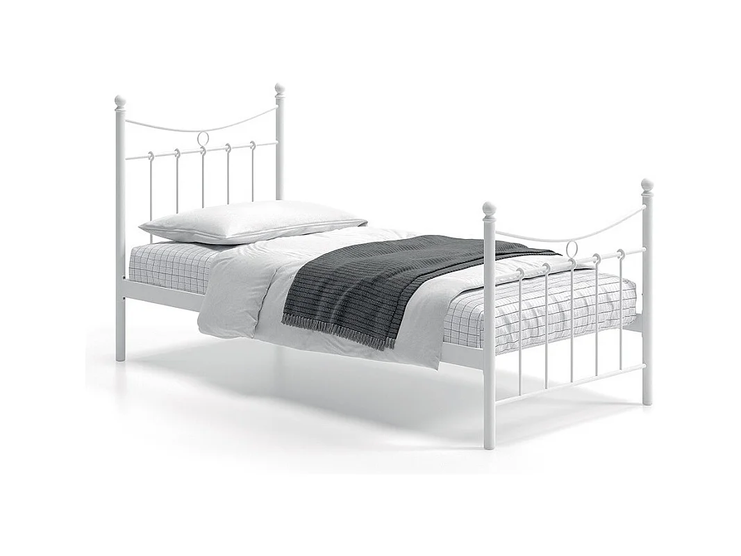 Lit SENCHA – 90x200 cm en métal blanc