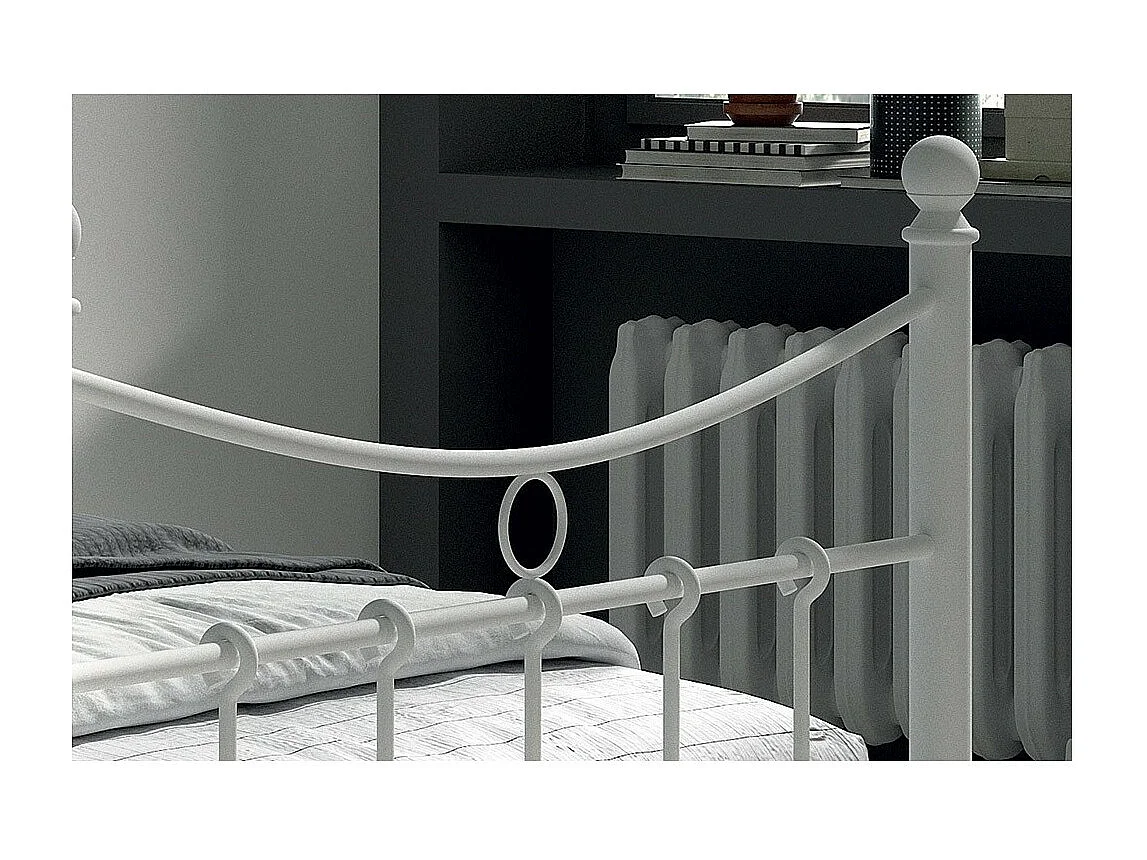 Lit SENCHA – 90x200 cm en métal blanc