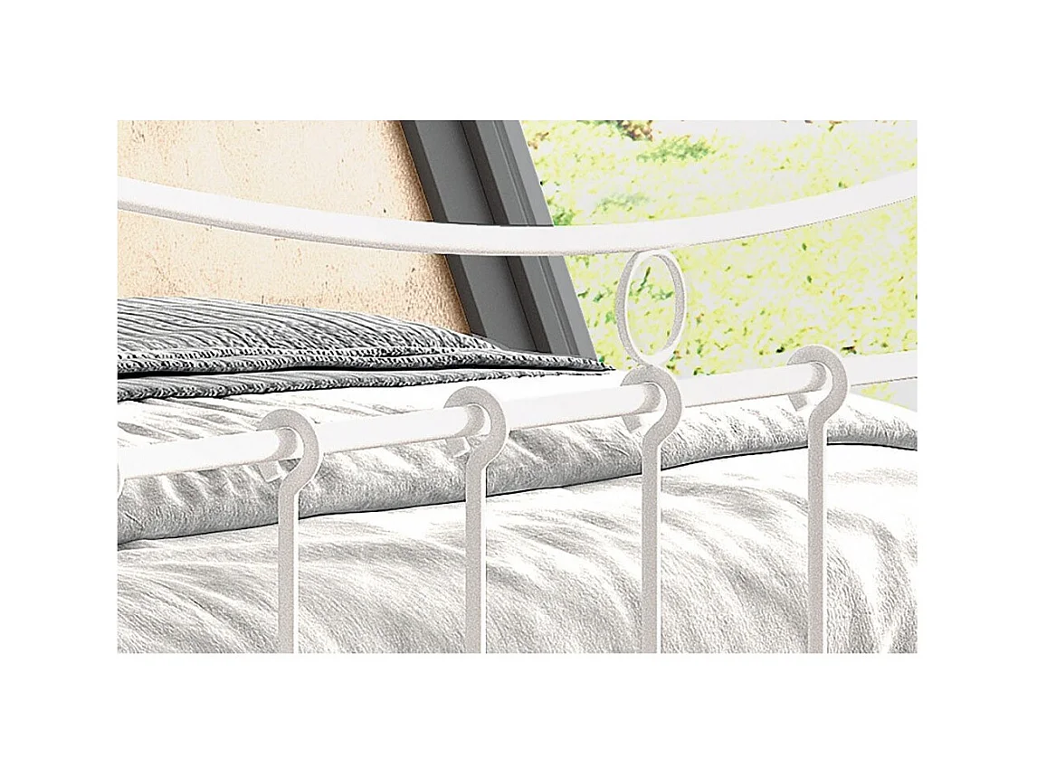 Tweepersoonsbed van wit metaal 140x200 SENCHA in eigentijdse stijl.