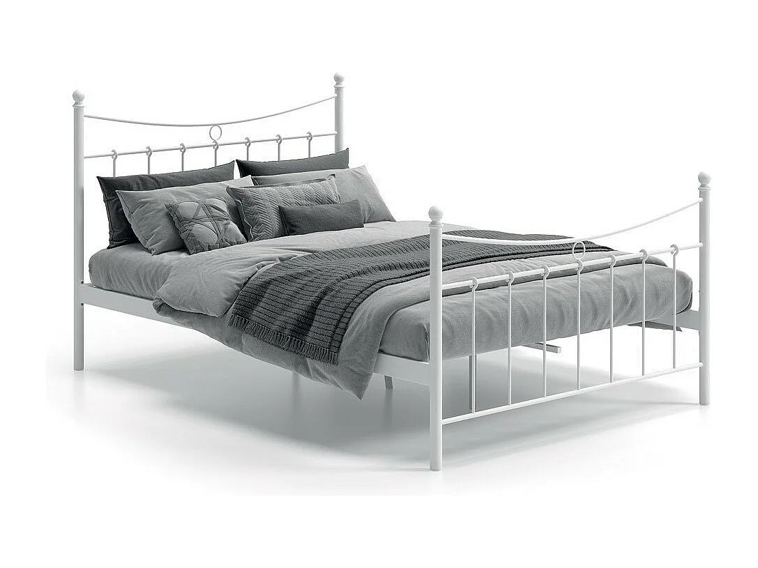 Lit SENCHA – 140x200 cm en métal blanc