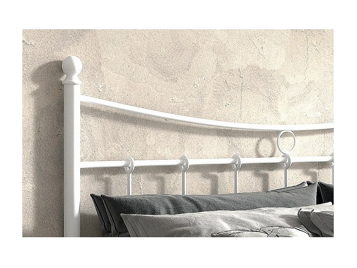 Lit SENCHA – 140x200 cm en métal blanc