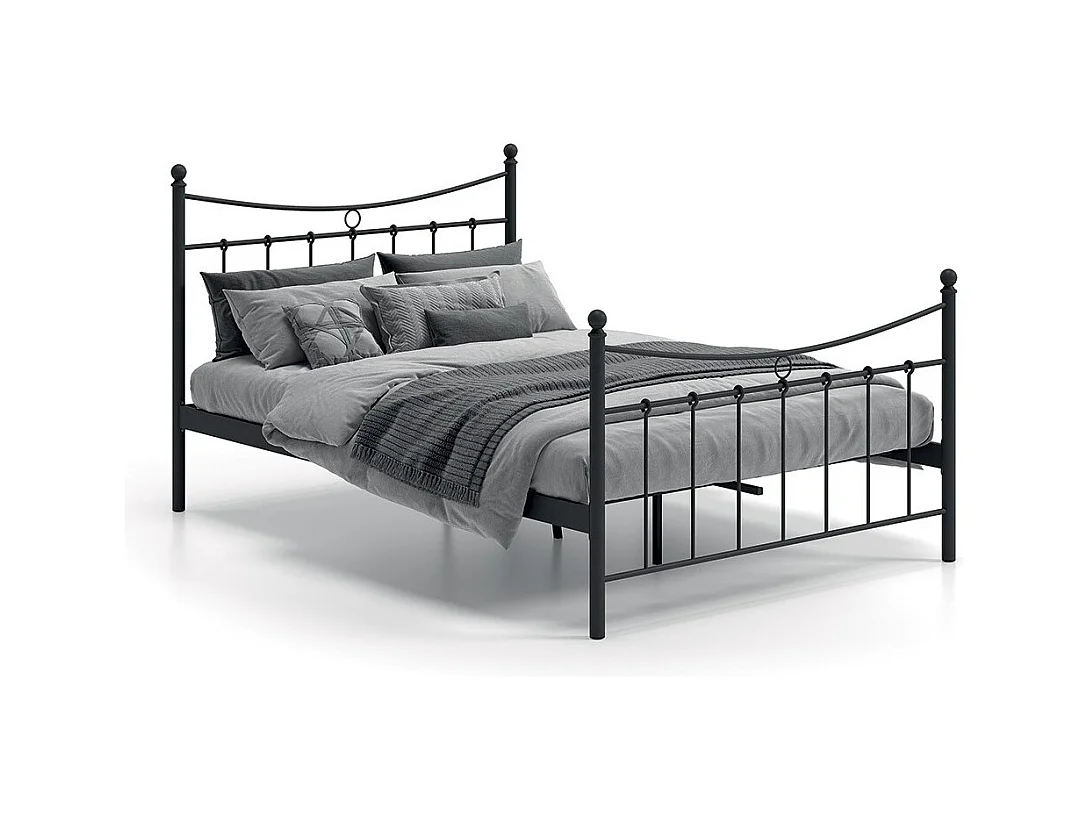 Tweepersoonsbed zwart metaal 140x200 SENCHA hedendaagse stijl.