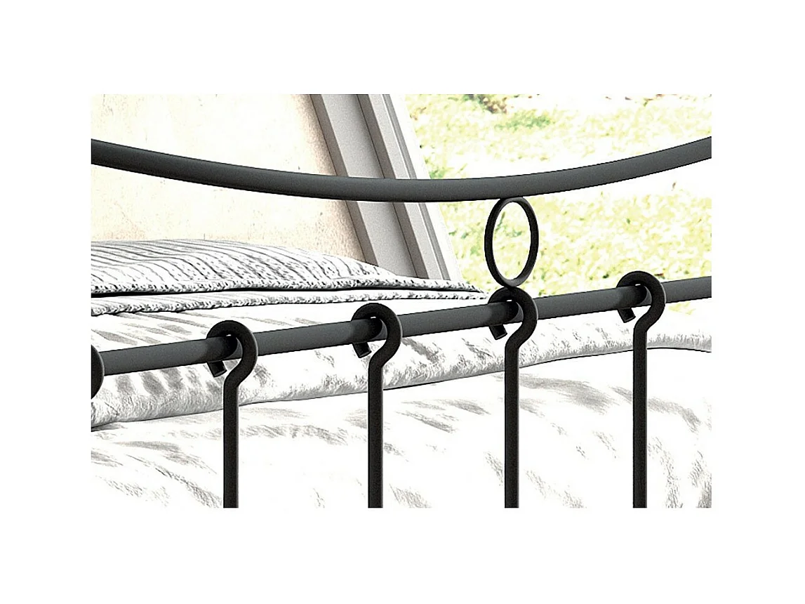 Tweepersoonsbed zwart metaal 140x200 SENCHA hedendaagse stijl.