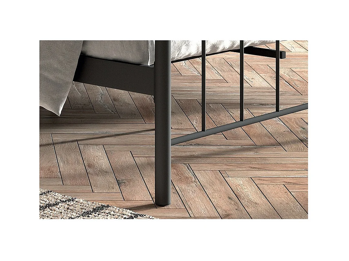 Tweepersoonsbed zwart metaal 140x200 SENCHA hedendaagse stijl.