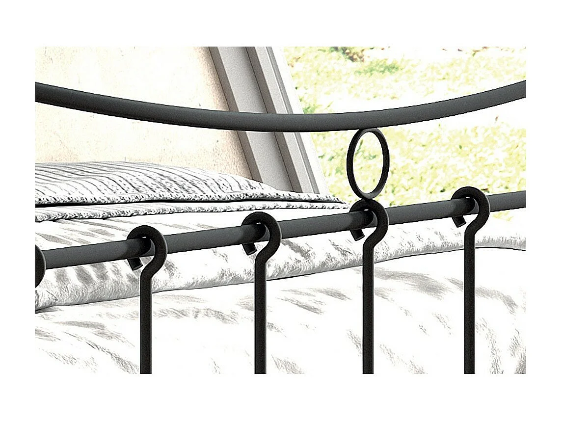 Lit SENCHA – 140x200 cm en métal noir