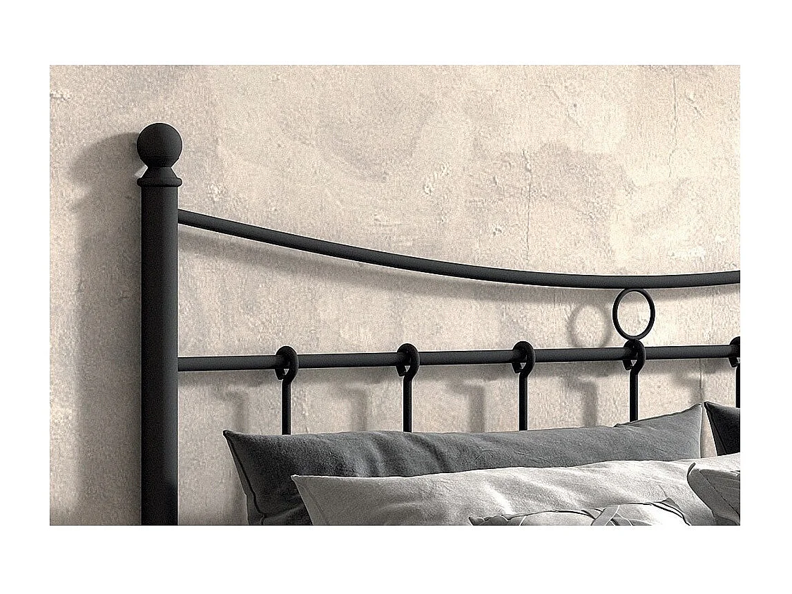 Lit SENCHA – 140x200 cm en métal noir