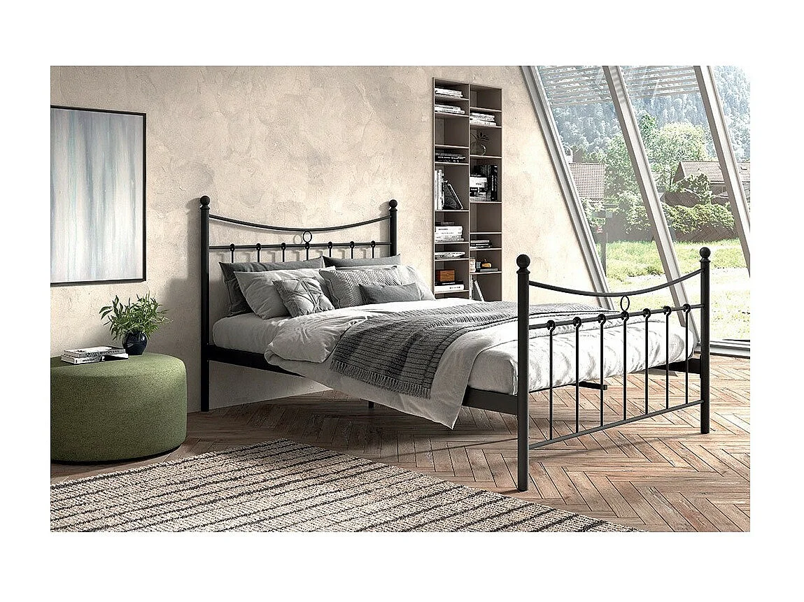 Lit SENCHA – 140x200 cm en métal noir