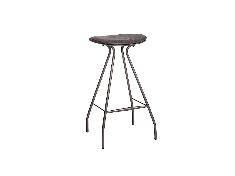 Tabouret de bar en cuir gris et métal Lya