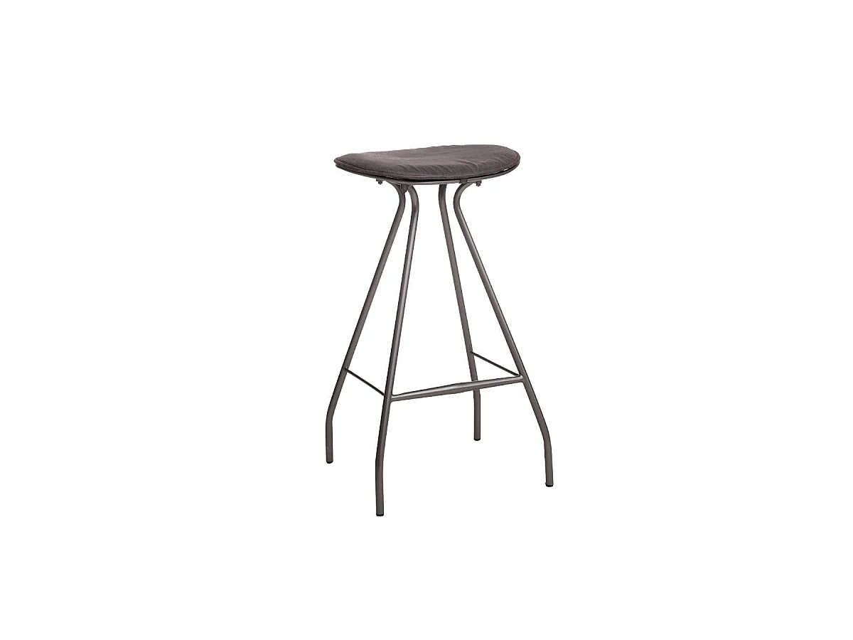 Tabouret de bar en cuir gris et métal Lya