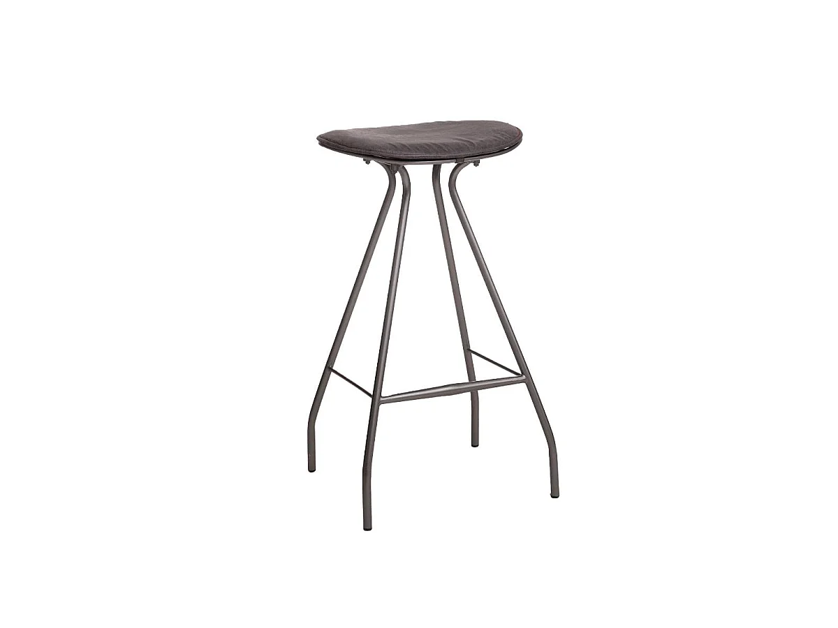 Tabouret de bar en cuir gris et métal Lya