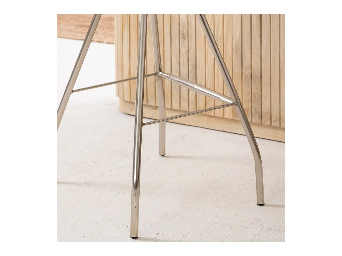 Tabouret de bar en cuir noir et métal Lya