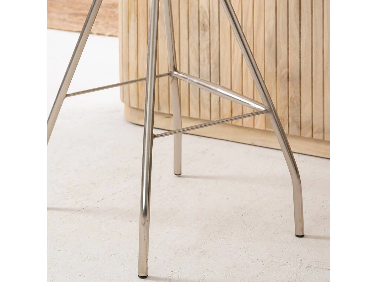 Tabouret de bar en cuir noir et métal Lya