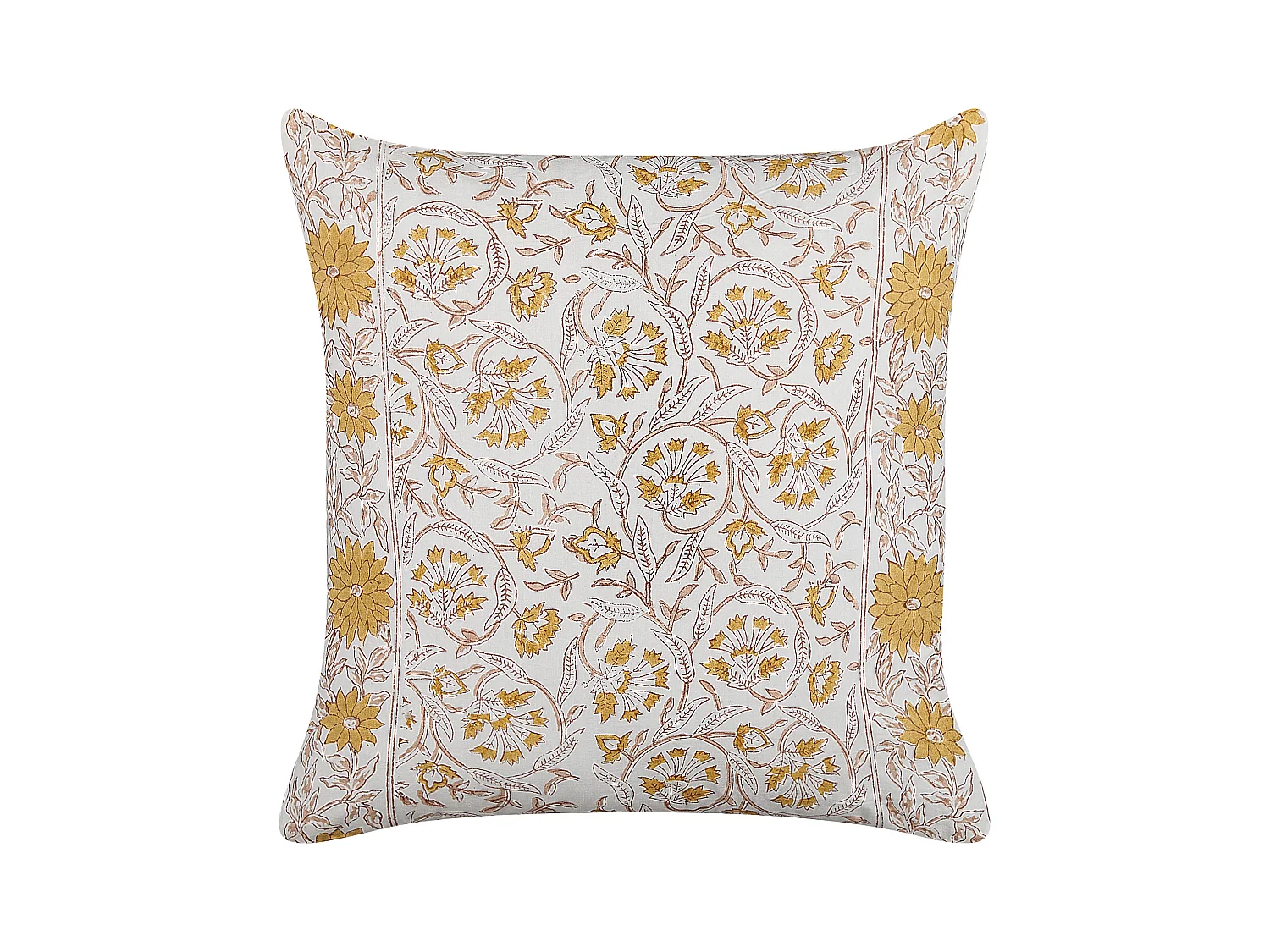 Poduszka dekoracyjna CALATHEA Bawełna 45 x 45 cm Żółty Wzór kwiatowy