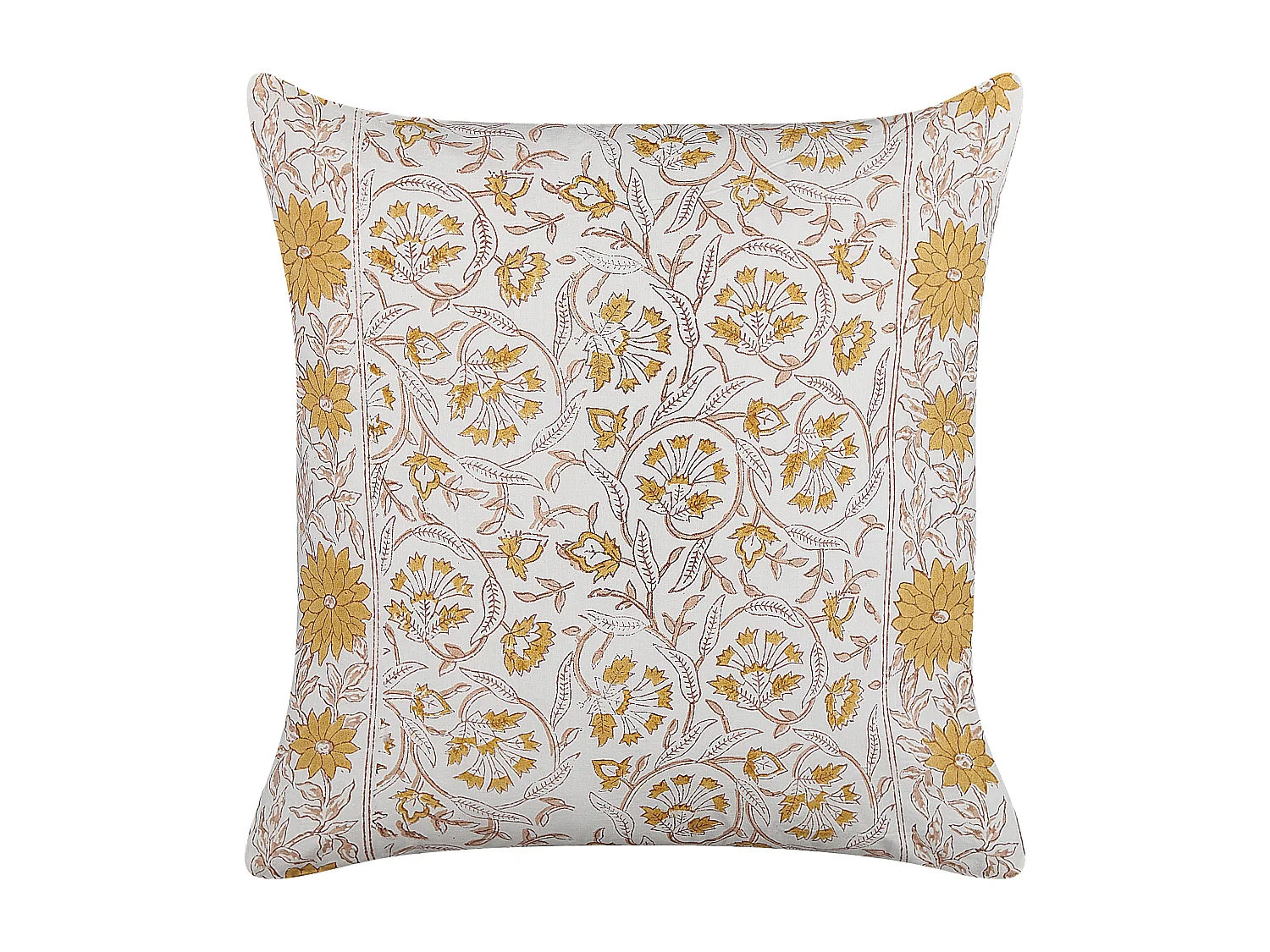 Cuscino decorativo CALATHEA Cotone 45 x 45 cm Giallo Trama floreale