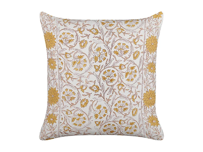 Cuscino decorativo CALATHEA Cotone 45 x 45 cm Giallo Trama floreale