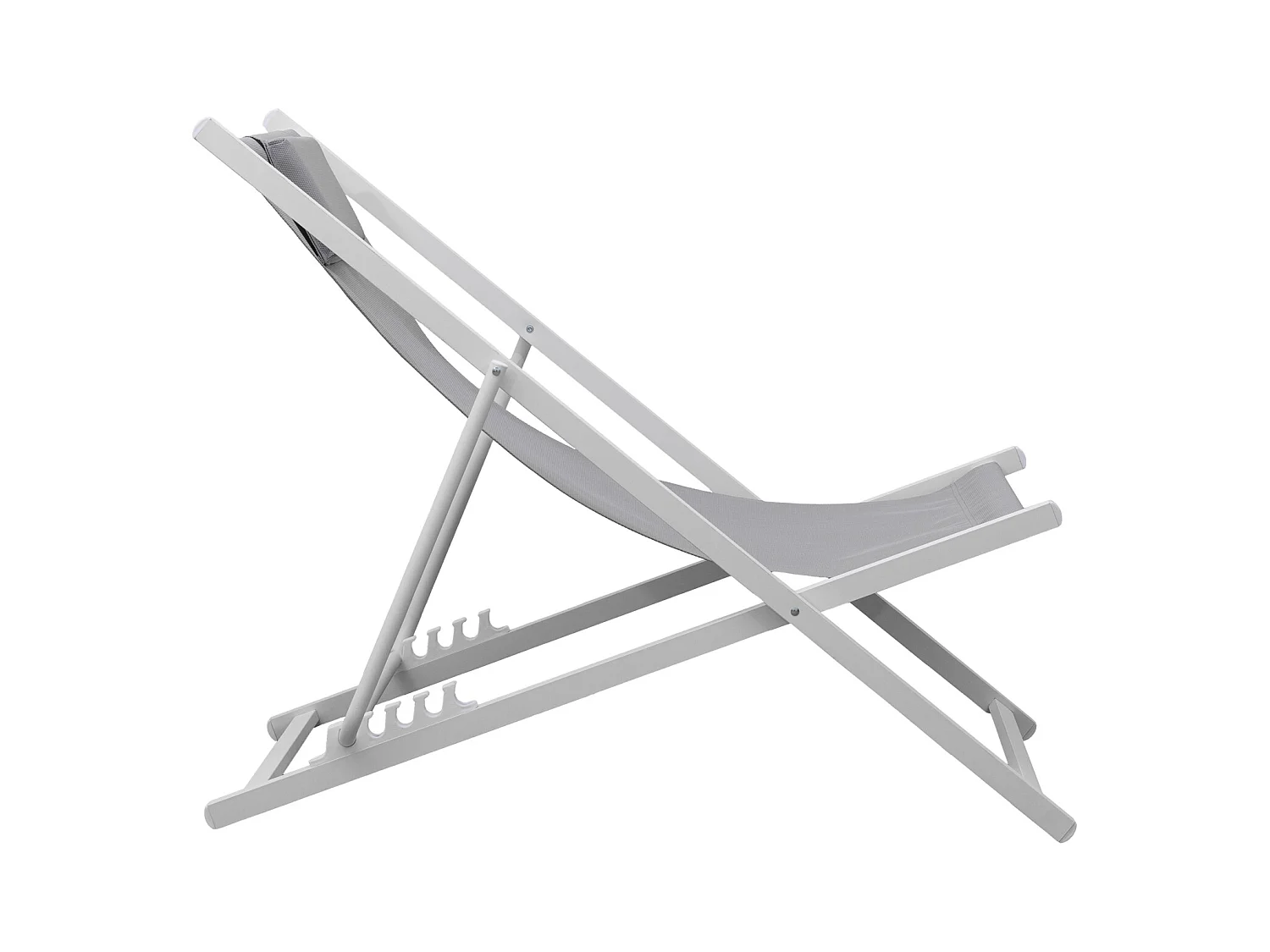 Lot de 2 chiliennes CYPRUS - textilène gris/structure blanche - HAPPY GARDEN