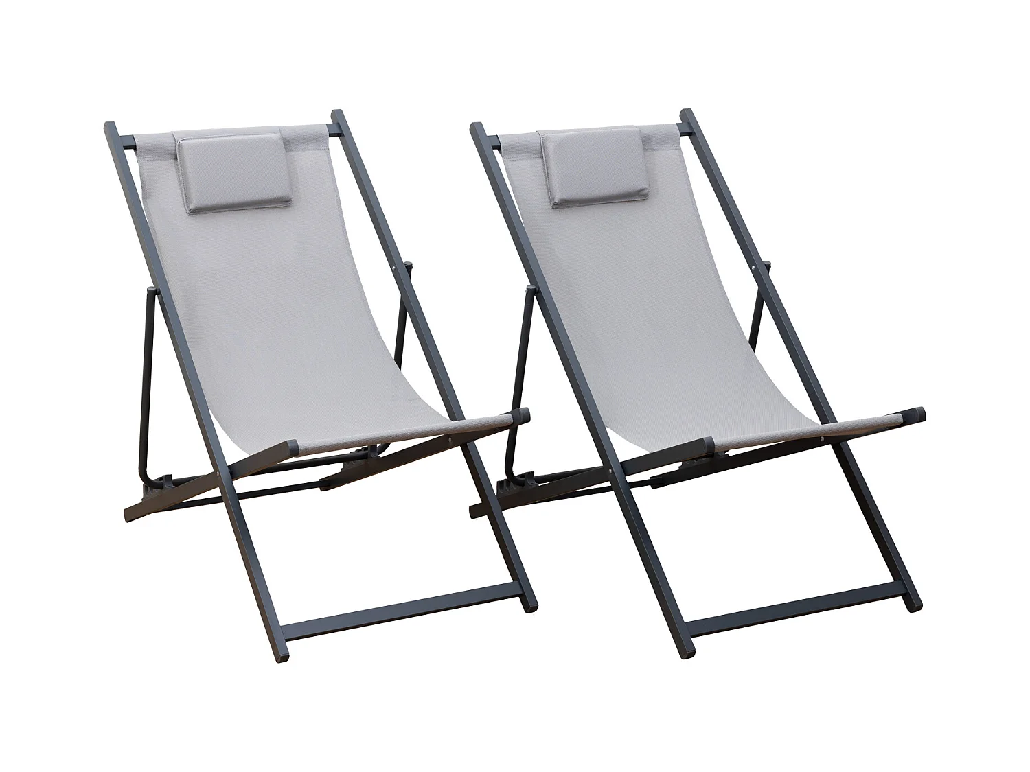 Conjunto de 2 cadeiras reclináveis CYPRUS - estrutura em tecido cinzento/carvão vegetal