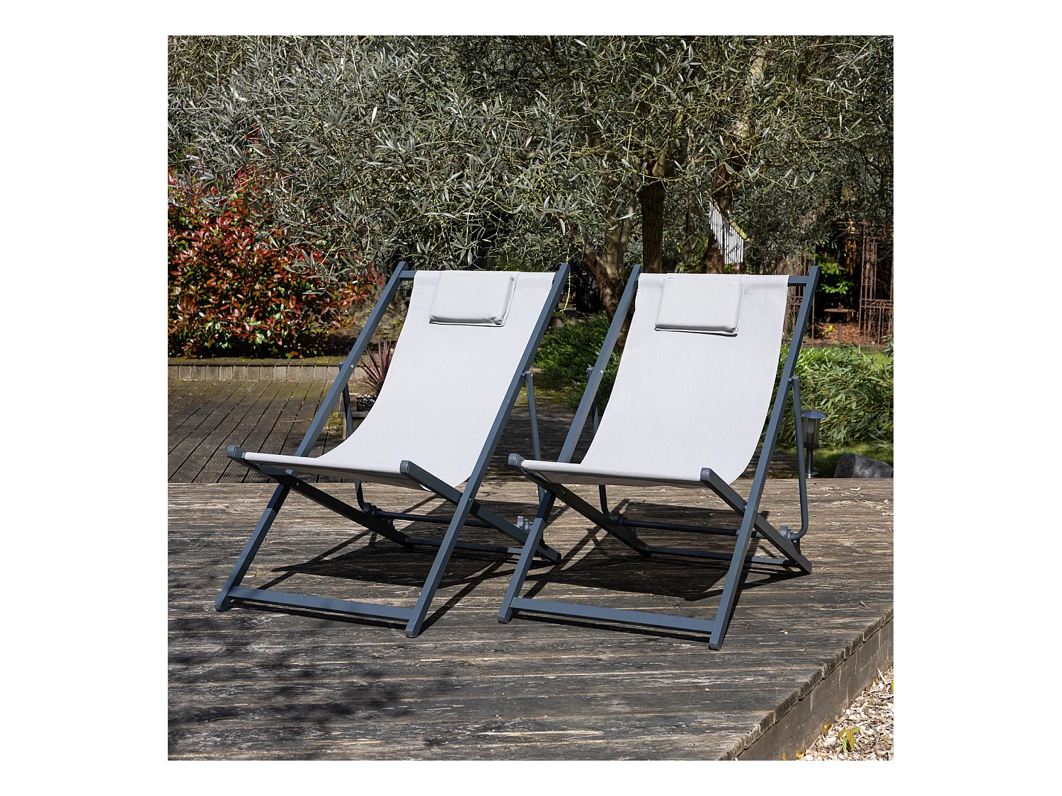 Conjunto de 2 cadeiras reclináveis CYPRUS - estrutura em tecido cinzento/carvão vegetal