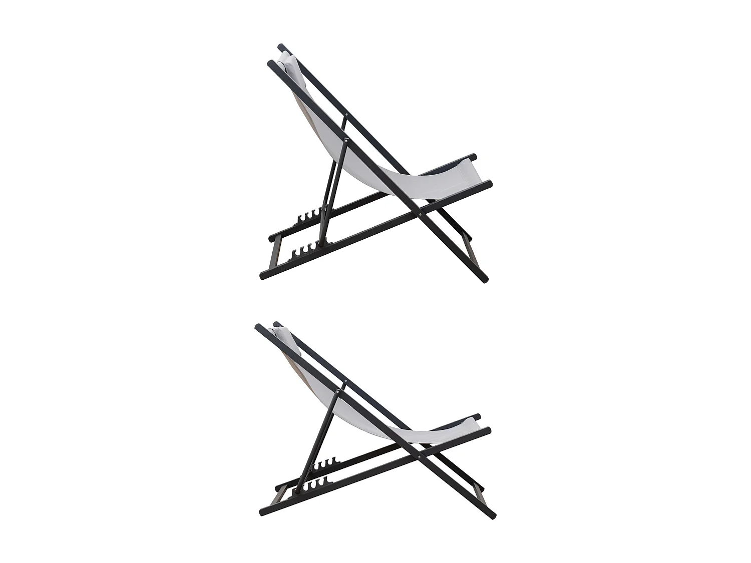 2er Set Chiliennes CYPRUS - Textilene grau/Struktur anthrazit