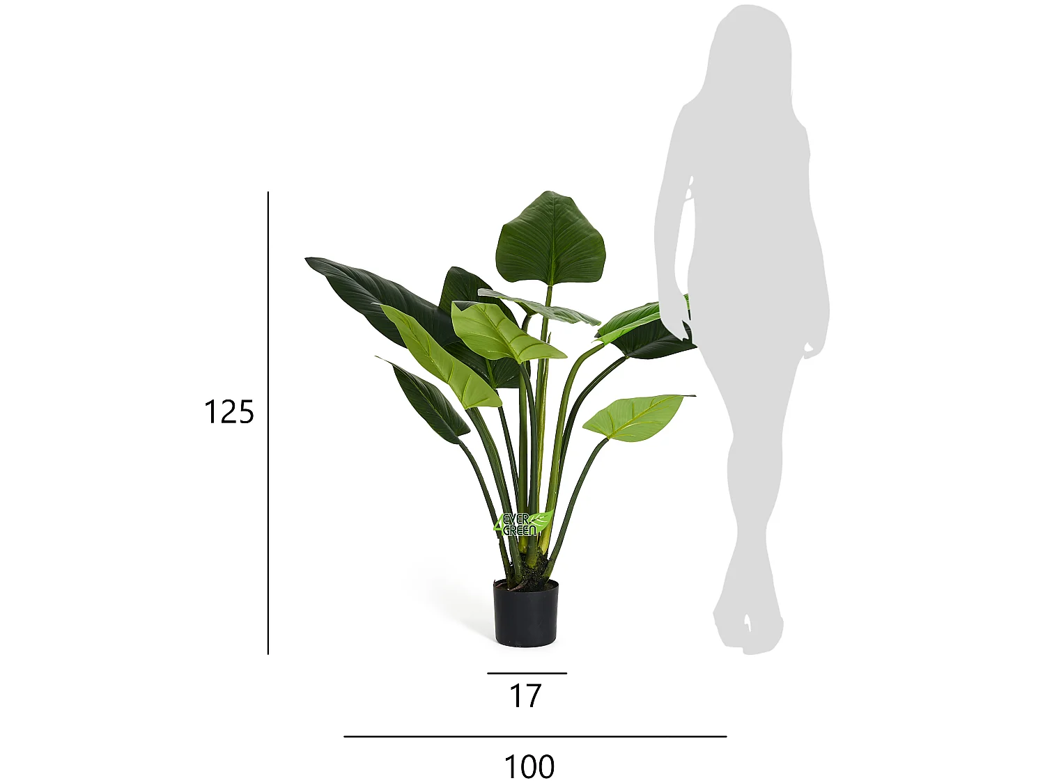 Kunstplant met pot - Philodendron - H. 125 cm
