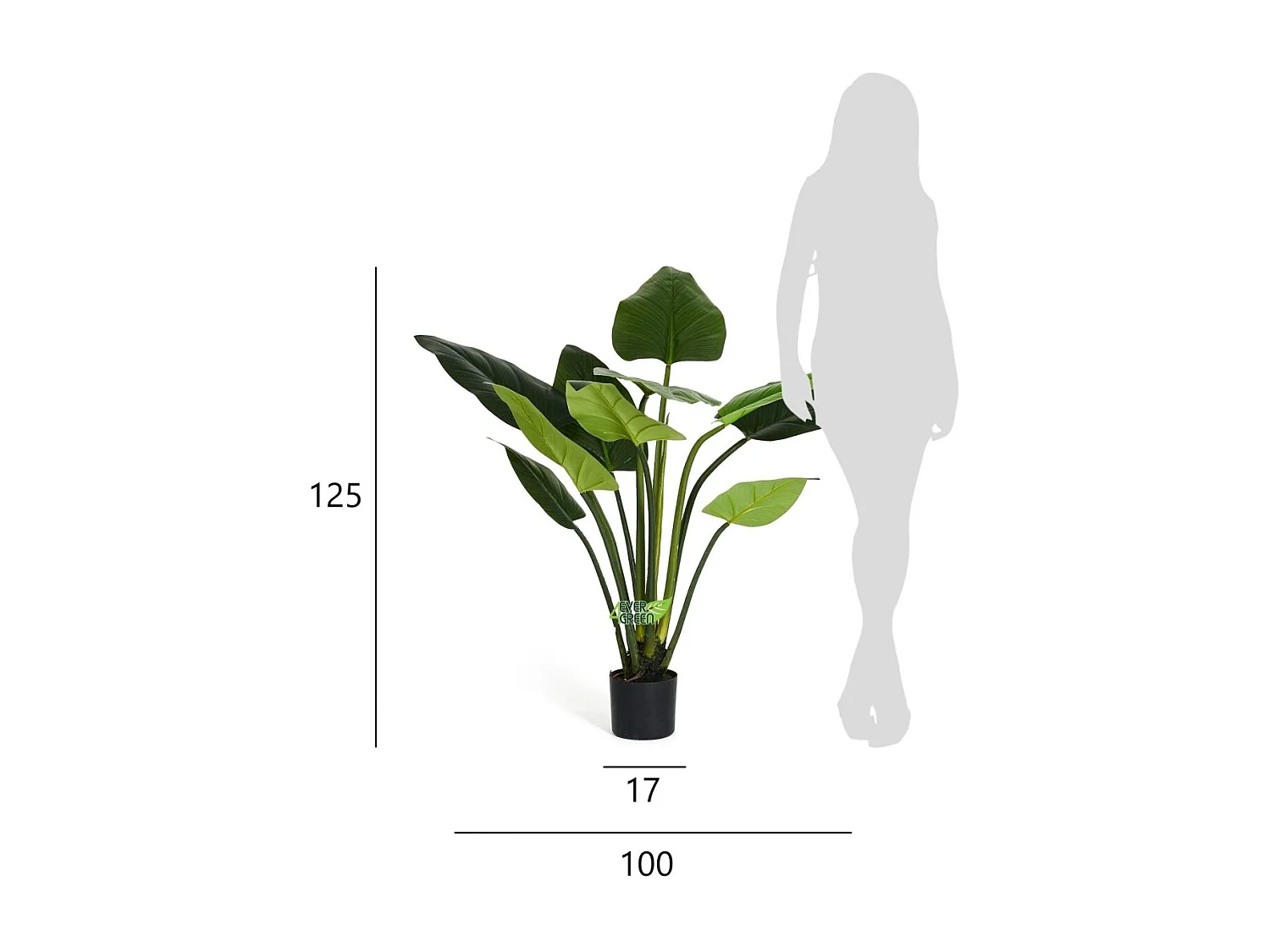 Kunstplant met pot - Philodendron - H. 125 cm