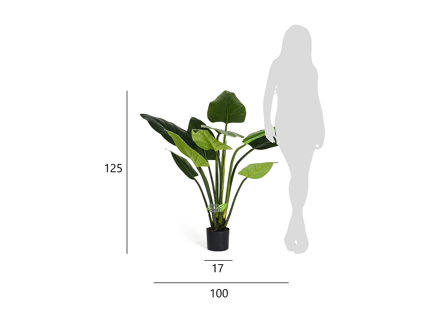 Kunstplant met pot - Philodendron - H. 125 cm