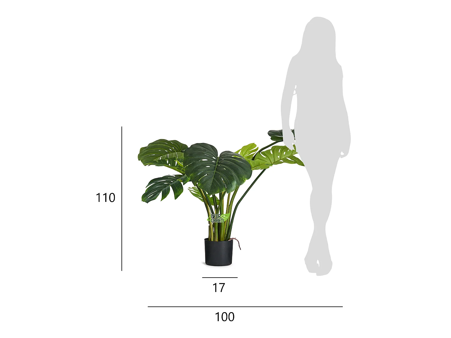 Kunstplant met pot - Monstera - H. 110 cm