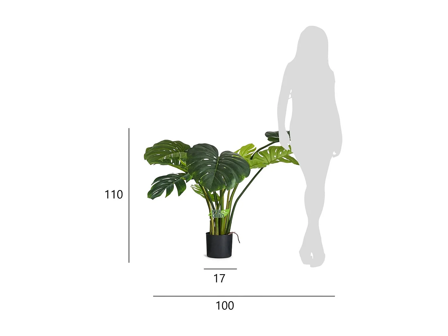 Plante artificielle avec pot - Monstera - H. 110 cm
